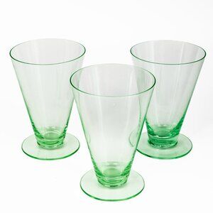 Set of 3 Depression Glass Uranium Green Tumblers
